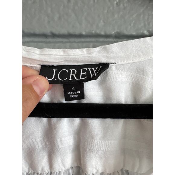 Women's J.Crew V-Neck Tie Top in Cotton-Blend Dobby size S in White Bohemian - Picture 3 of 4